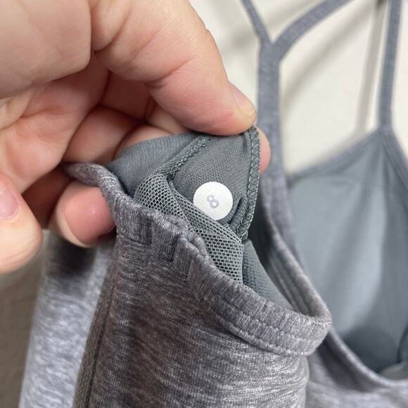 Lululemon Womens Size 8 Power Y Tank Heathered Gray Square Neck Sleeveless - Picture 6 of 7